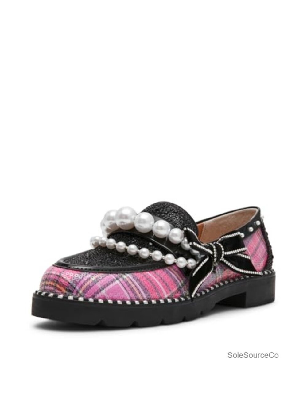 Slip-On Loafers with Bow and Pearl Embellishments - Business Casual